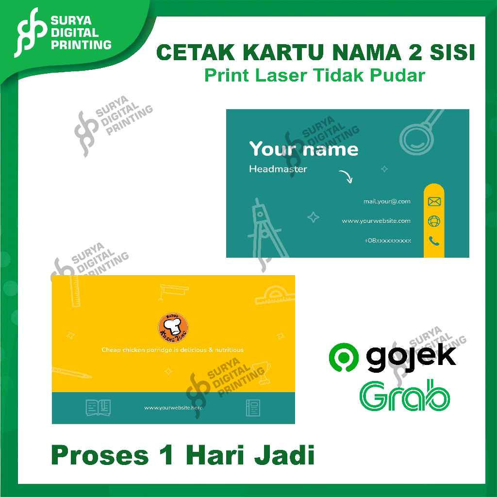 

Cetak Kartu Nama Langsung Jadi 2 Muka / Name Card / Business Card / Kartu Nama Bolak Balik Tanpa Laminasi