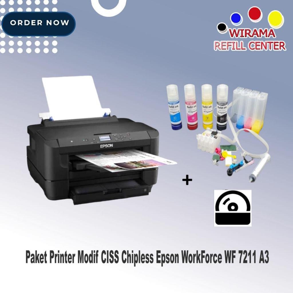Paket Printer Modif CISS Chipless Epson WorkForce WF 7211 A3