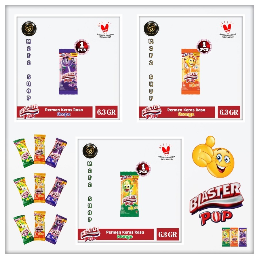 

Blaster Pop Assorted | Permen Stik Lollipops Sachet - 6,3 gr (Kemasan Satuan)