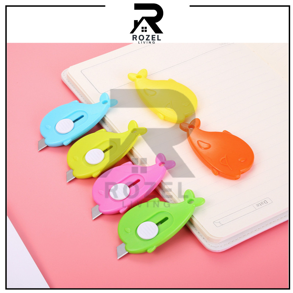 

ROZEL Pisau Cutter Mini Bentuk Dolphin Awan / Alat Bantu Potong Kertas Plastik Unboxing Paket