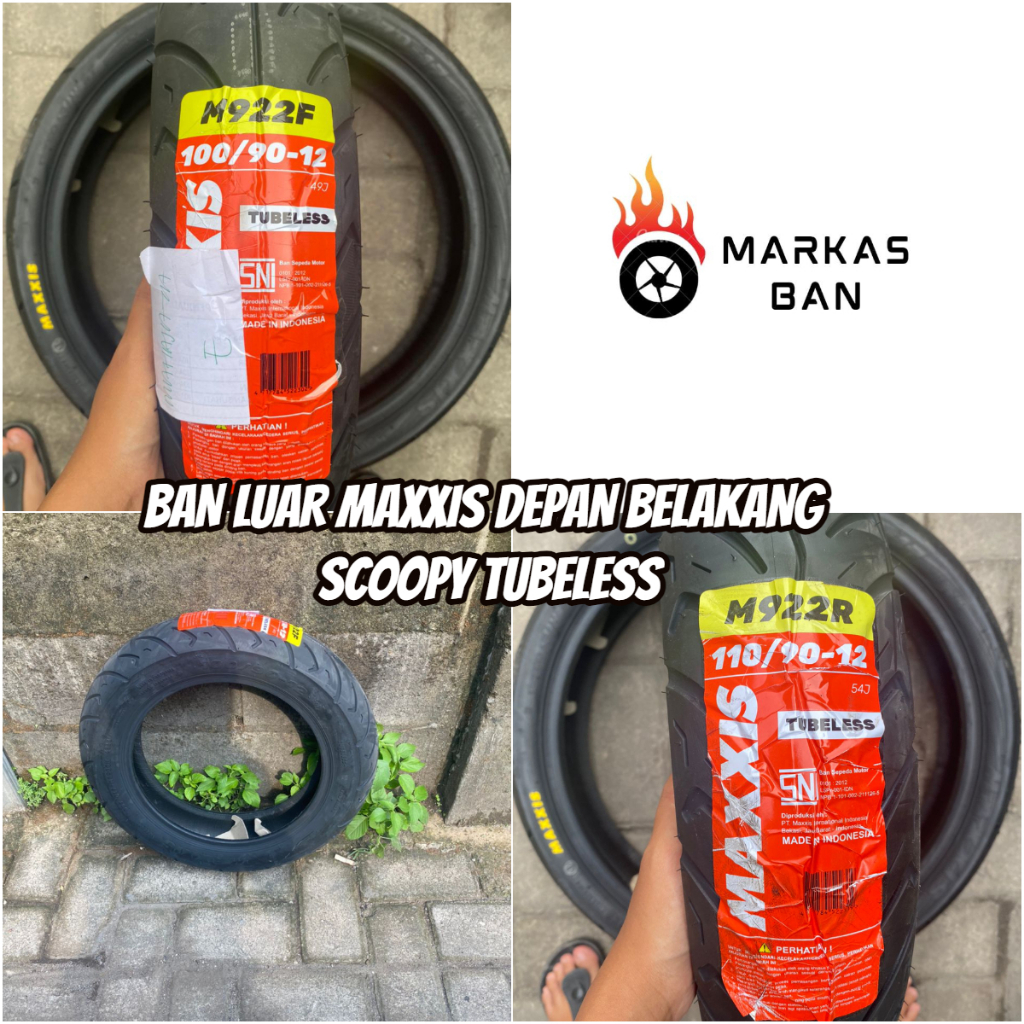 BAN LUAR MAXXIS M922F/M922R 100/90-12 / 110/90-12 TUBELESS || BAN LUAR DEPAN BELAKANG SCOOPY MAXXIS 