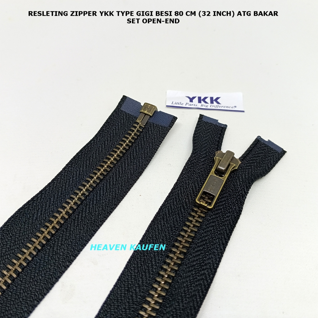 Resleting Zipper Ritsleting YKK 80 cm Atau 32 inch Type Gigi Besi Warna Hitam - ATG Bakar Model Set 