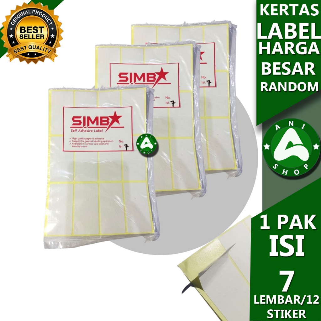 

KERTAS LABEL STICKER HARGA BESAR 1 PAK ISI 7 LEMBAR ANI SHOPP