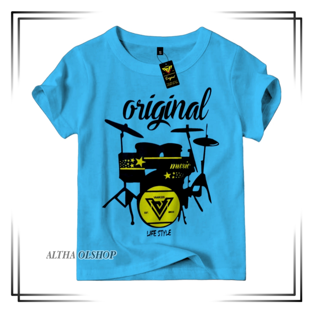 KAOS DISTRO ANAK LAKI LAKI VANKIDS DRUM BIRU || BAJU ANAK LAKI LAKI 1-10 TAHUN (COD)
