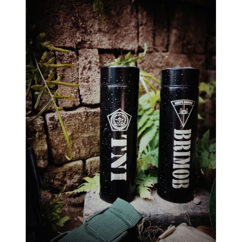 Botol custom costum logo botol minum besi tni brimob thumbler thermos termos tumbler cetak logo cust