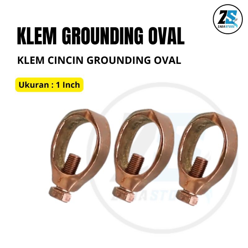 Clamp Klem Cincin Grounding Oval Stick For Rod Isolator Kabel Penangkal Anti Petir Clem Clamp Ground