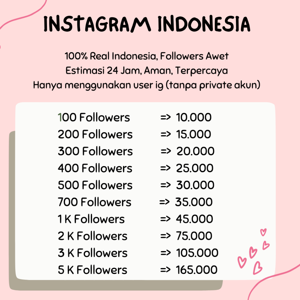Penambah Instagram Followers Indonesia Aman, Terpercaya. Proses 24 Jam