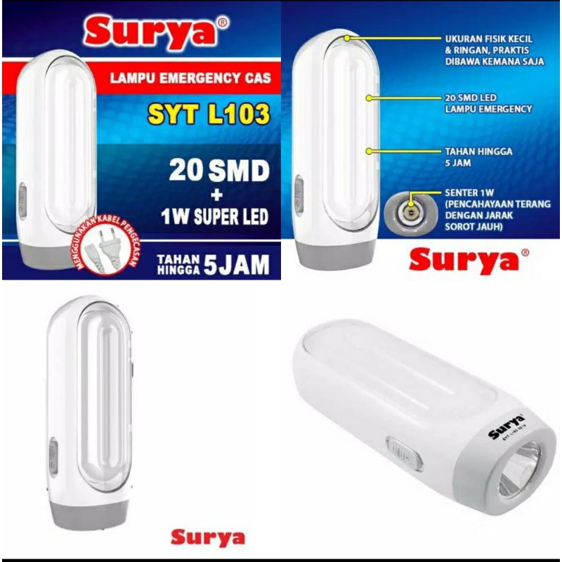 Lampu Emergency + Senter LED Surya