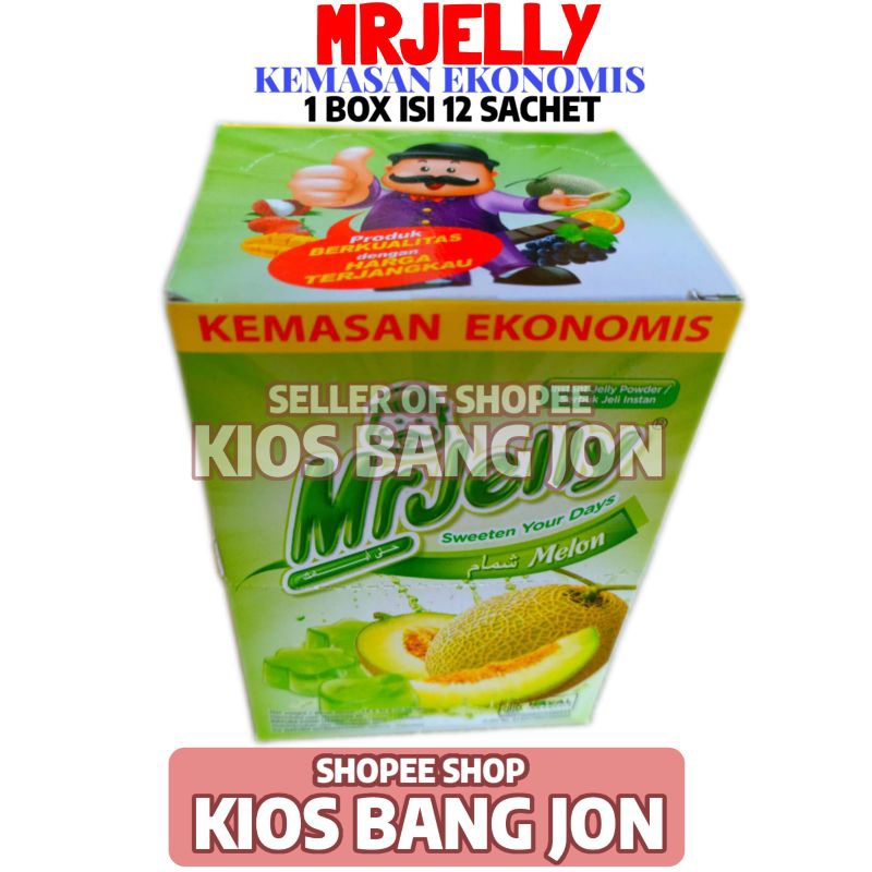 

Mr Jelly Rasa Melon Kemasan Ekonomis 1 Box Isi 12 Sachet 10gr