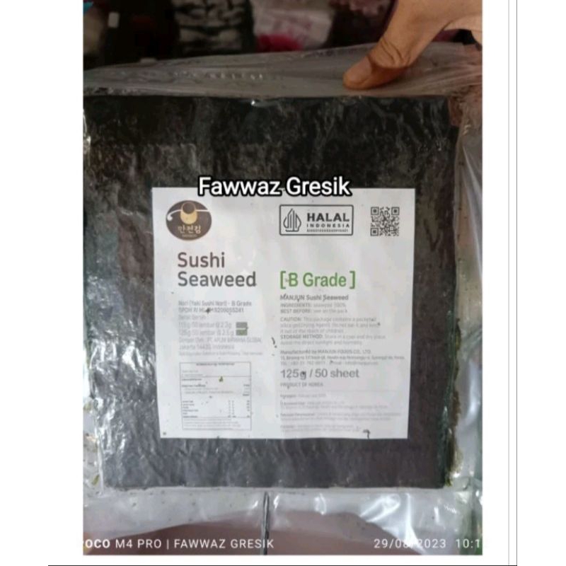 

(50 Lembar) Manjun Nori 50 lembar Seaweed Rumput Laut Sushi Gimbap Korean Yaki Sushi Nori HALAL