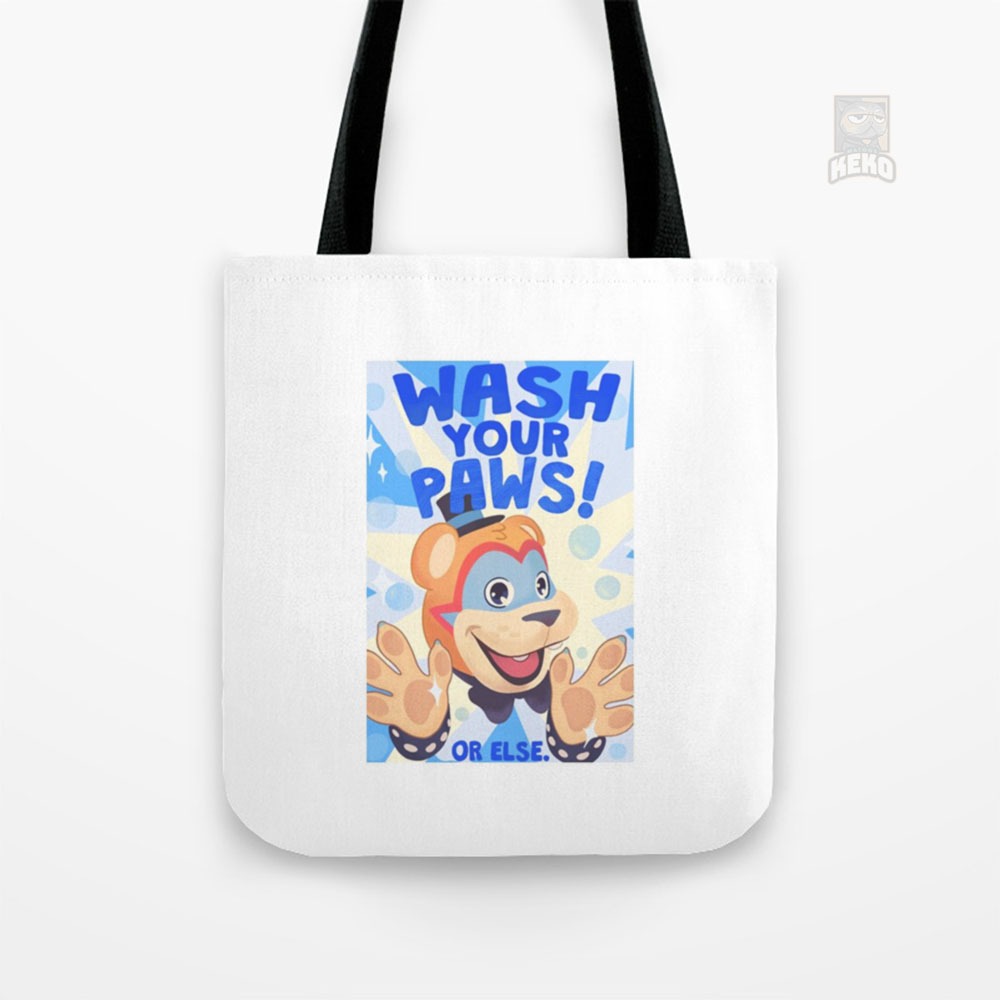 Wash Your Paws FNAF Security Breach Tote Bag Kanvas