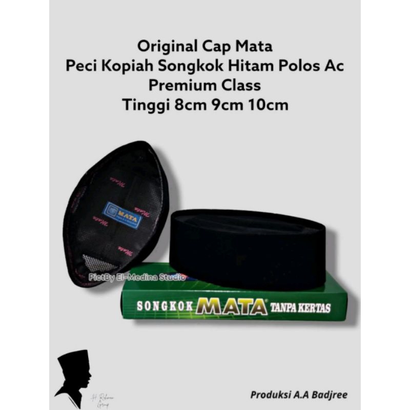 songkok hitam polos ac premium merek mata ORI peci tahan kusut, tahan air berventilasi udara Doble