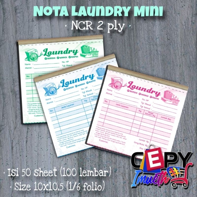 

NOTA LAUNDRY MINI UKURAN 1/6 FOLIO (10 X 10,5 CM)