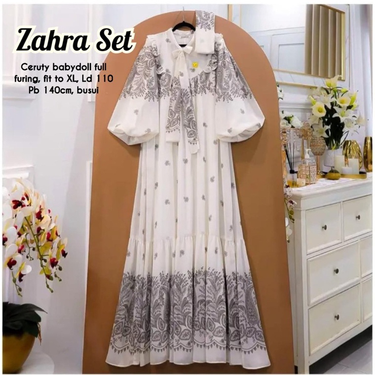 Terlaris idQ6c6B ZAHRA SET 2 ZAHARA SET 3ARUMI SET SIZE XLXXL CERUTY MOTIF ETNIK SET JILBAB SEGI EMP