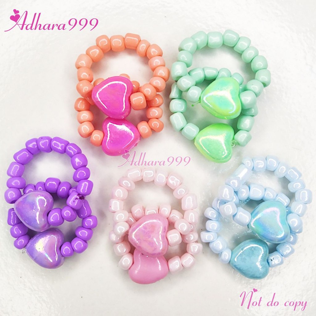 [5PCS] Cincin Set - Cincin Beads Aesthetic - Ring Beads Korean Fashion - Cincin Manik Manik - Cincin