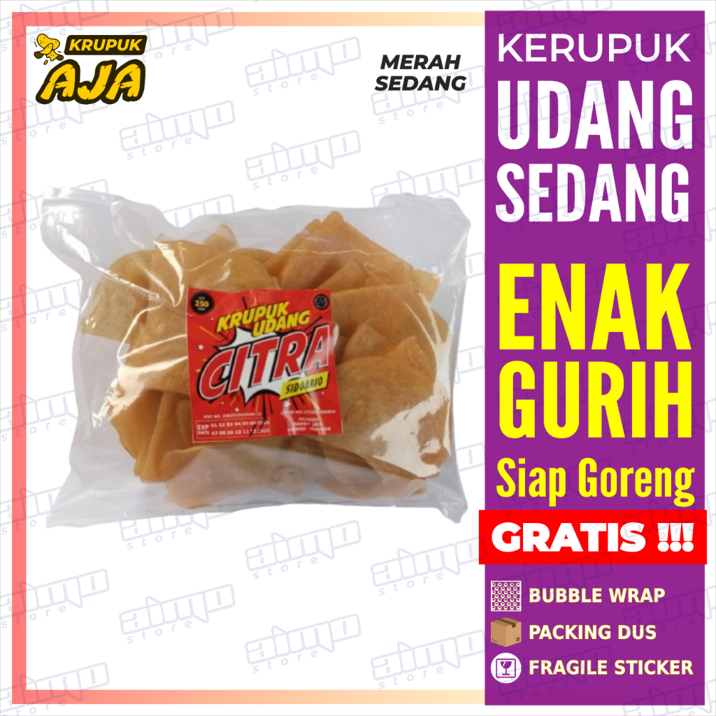 

KERUPUK UDANG ASLI Kualitas Super CITRA Mentah Krupuk Premium UKURAN SEDANG Enak Gurih Renyah 250gr