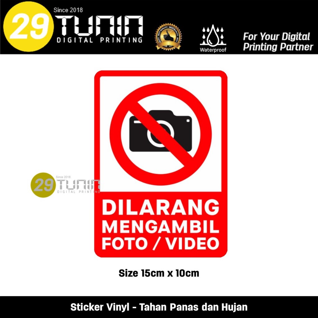 

Sticker Vinyl - Sign Dilarang Memotret Foto