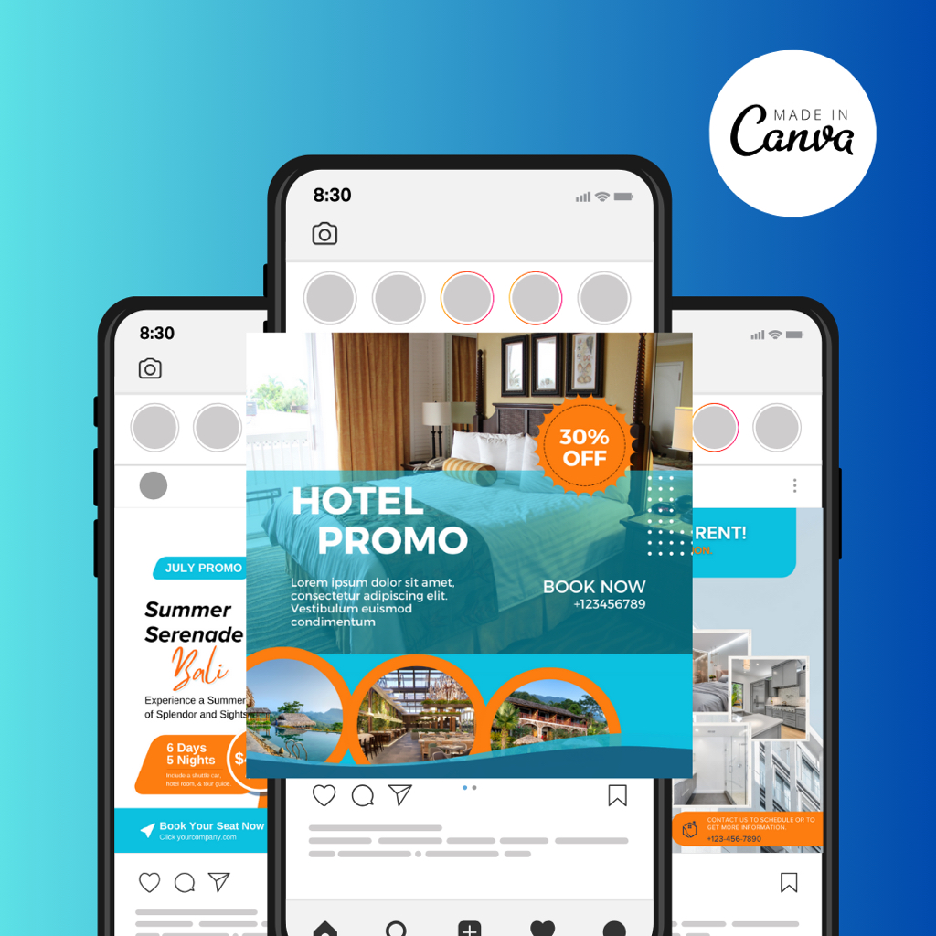 INSTAGRAM FEED TEMPLATE CANVA - VILLA / HOTEL / REAL ESTATE