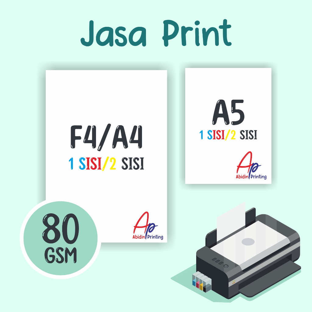 

Jasa Print HVS 80gsm A4 dan F4(Folio) Tinta Original