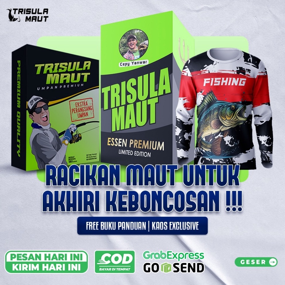 Grosir Essen Mancing Trisula Maut Cepy Yanwar Kaos Exclusive  Untuk Umpan Ikan Mas Bawal Lele Patin 