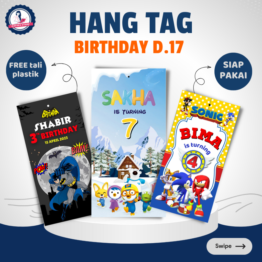 

Hang tag karakter ulang tahun / Hangtag khitan aqiqah baby born / kartu ucapan label birthday stiker