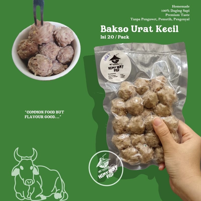 

Bakso Sapi Urat KECIL Frozen / Homemade, 100% Daging Sapi, Tanpa Pengawet & Pengenyal