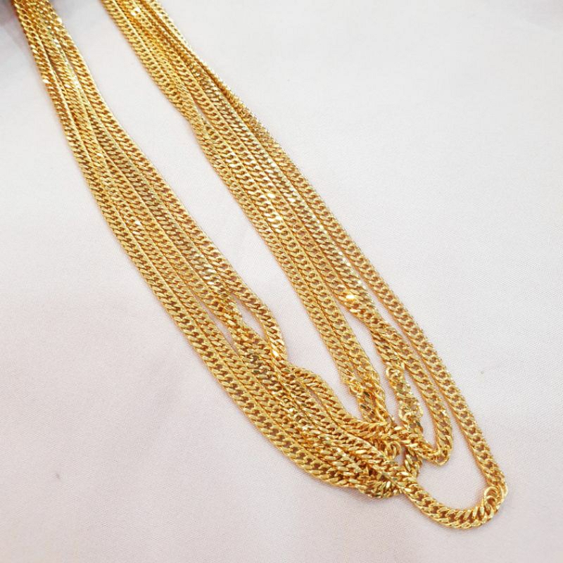 Kalung dewasa model rantai susun mesin emas asli kadar 375