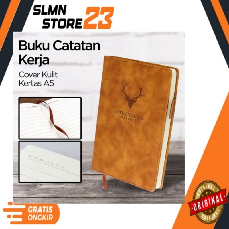 

Buku Catatan Kerja Notebooks Cover Kulit Jurnal PU Kertas A5 Hitam