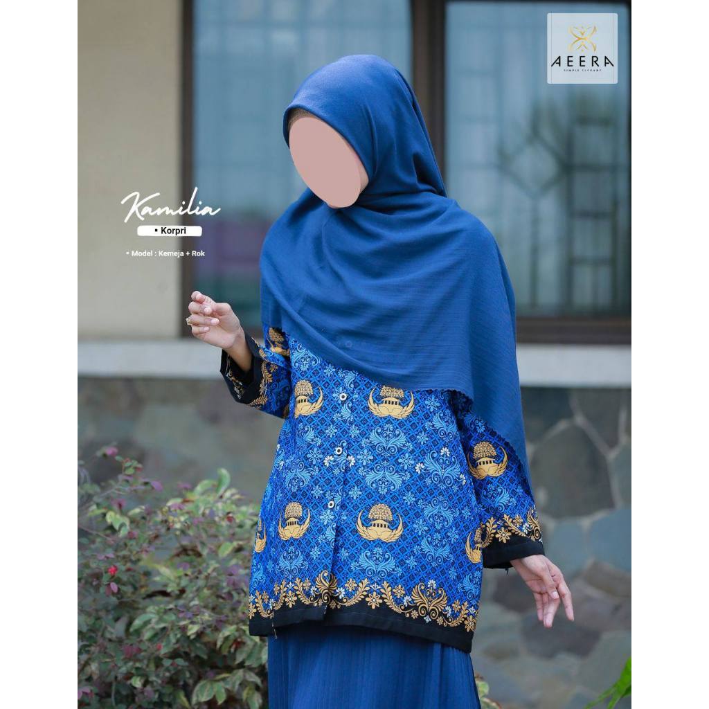 Kamilia Korpri Los by Aeera baju atasan seragam kemeja wanita dinas PGRI XXL