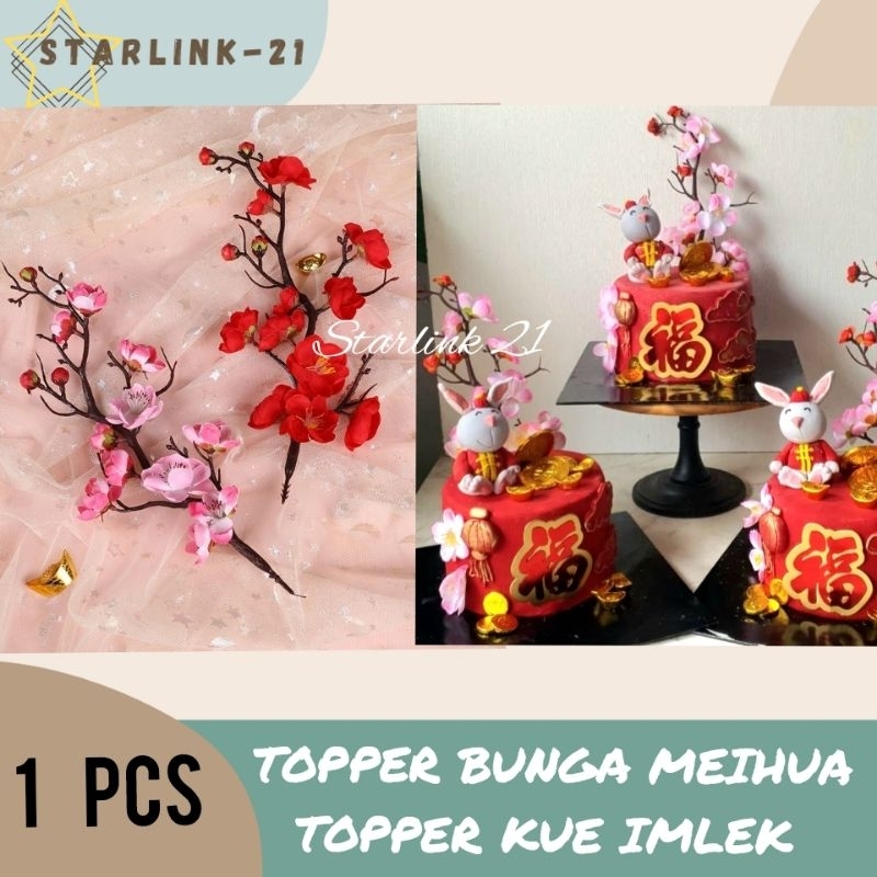 TOPPER BUNGA MEIHUA | Topper Kue Imlek | Hiasan Kue Imlek