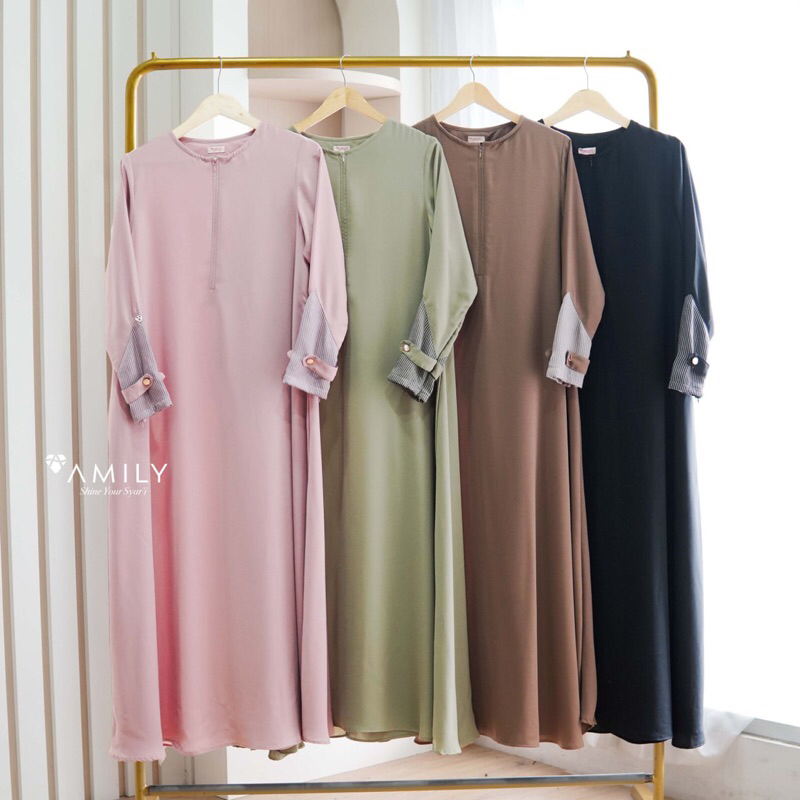 SELYN DRESS AMILY HIJAB GAMIS SYARI CANTIK BAJU BUSANA MUSLIM MURAH JUMBO BUSUI FRIENDLY KEKINIAN MU