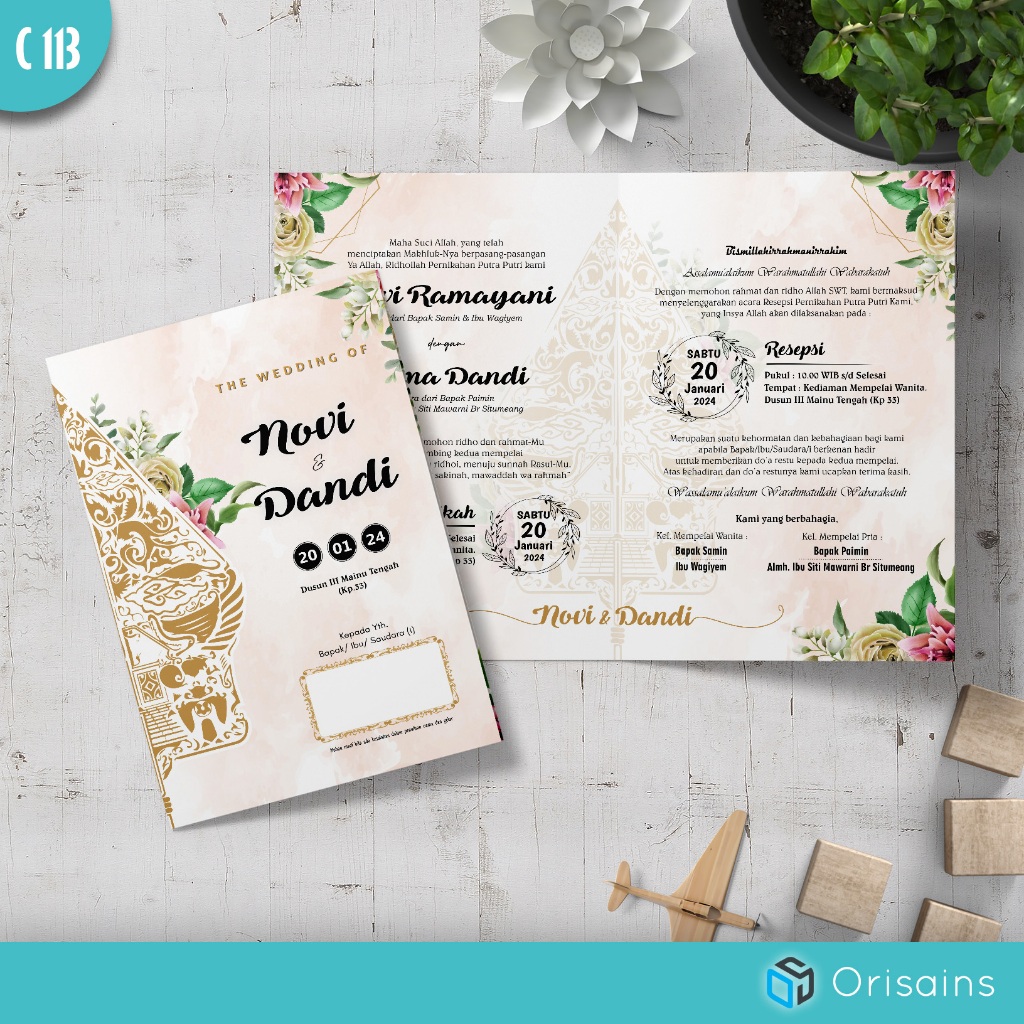 Undangan Pernikahan Jawa Gunungan Wayang & Batak Nasional - Tema Etnic Cultur Vintage Rustic Design