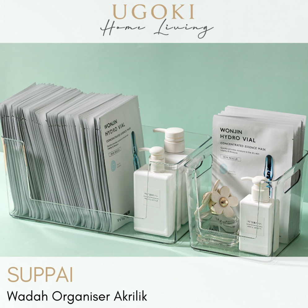 el baru UGOKI SUPPAI Storage Serbaguna Estetis Wadah Tray Kosmetik Bening Penyimpanan Skincare Minimalis Wadah Skincare Transparan Organiser Cosmetic Estetika 96