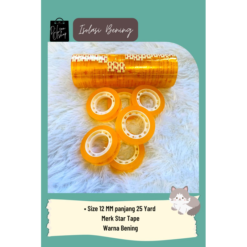 

Isolasi bening 12mm panjang 25 yard isi 12 pcs