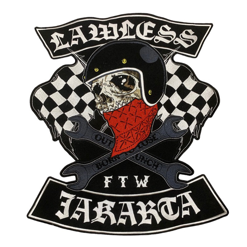 Backpatch Lawless Roadskull & Patch Born To Fire 3pcs (Bundling)