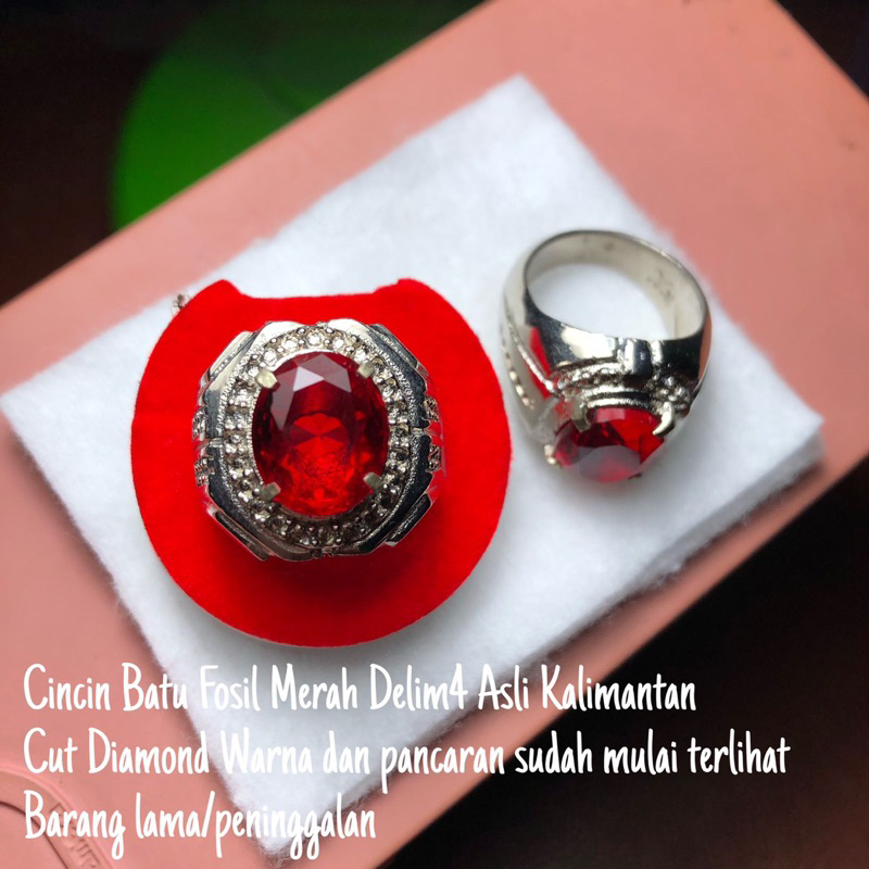 Cincin Batu Delima Merah Alami Cut diamond Asli dari Delima Kalimantan