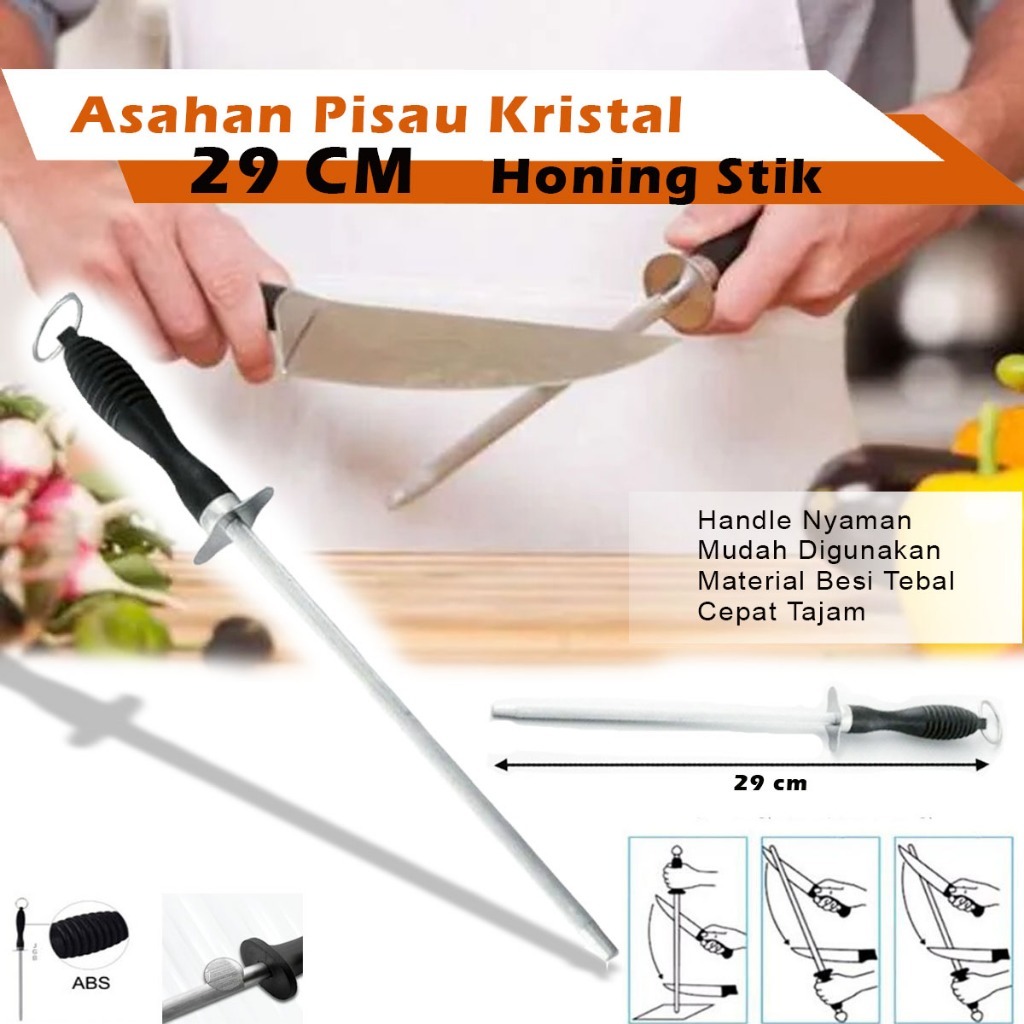 RALALI - Alat Pengasah Asahan Pisau 29cm Dapur Stick Pengasah Pisau Baja Knife Sharpening Stainless 
