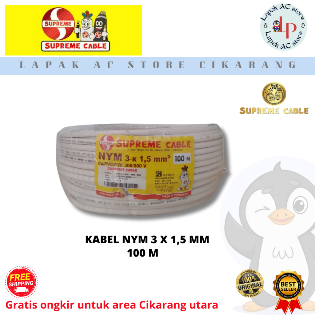 Kabel 3x1,5 mm² NYM Supreme NYM 100m per roll