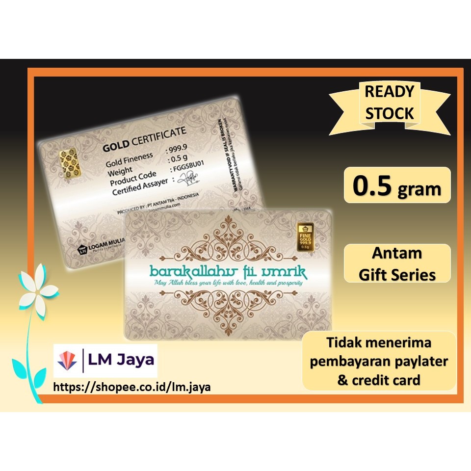 Kado Ulang Tahun Logam Mulia Antam Gift Series Barokallah fi Umrik 0.5 gr