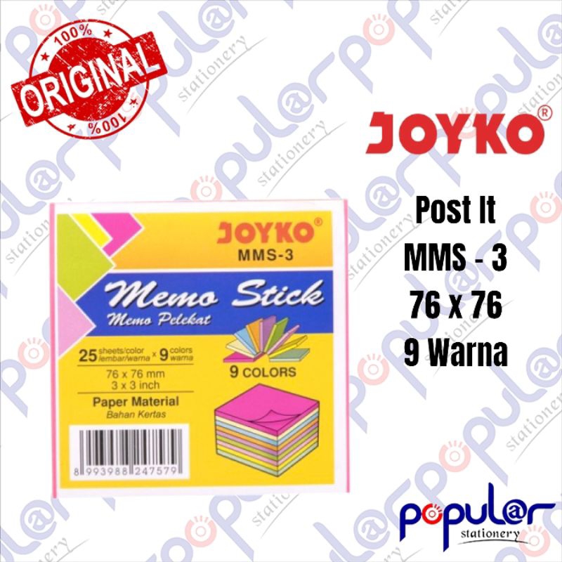 

Post It Joyko 9 Warna 76 x 76 MMS - 3