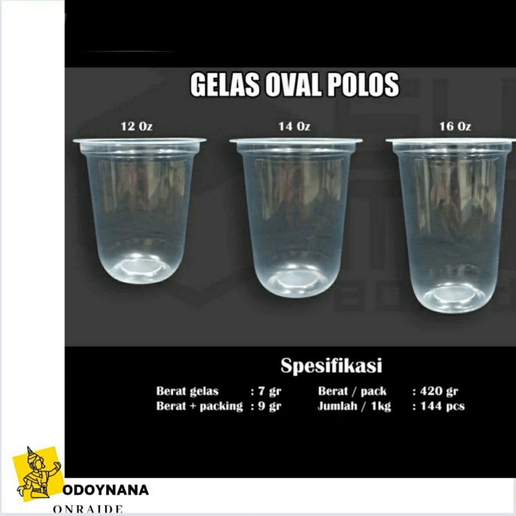 Gelas Plastik OVAL bening 14oz 6 gr / 18oz7 gr / Cup 14 oz 18 oz (Eceran) - 14oz 6 gr