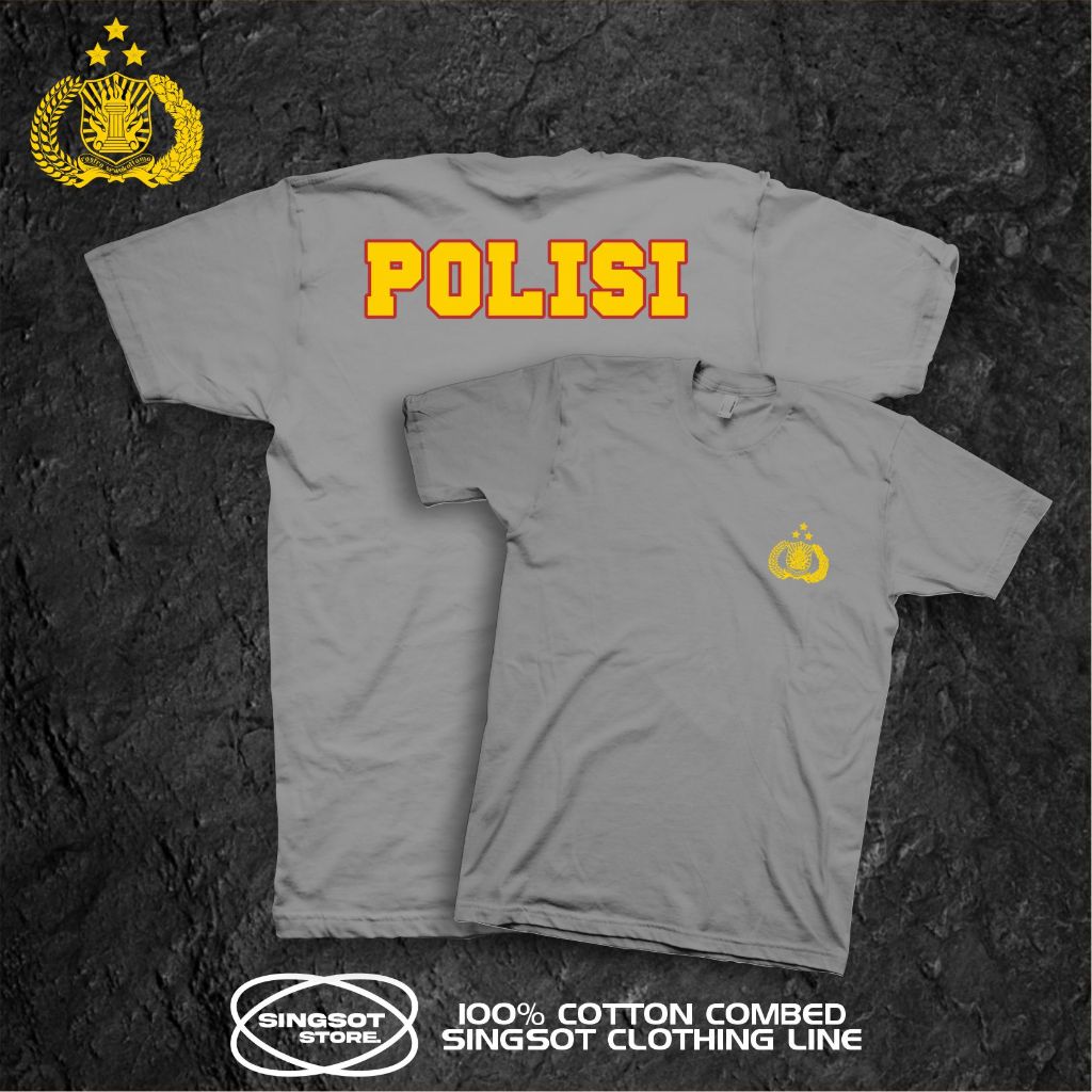 KAOS DINAS POLISI DALAMAN POLISI POLRI COMBED DISTRO ABU-ABU KAOS SINGSOT