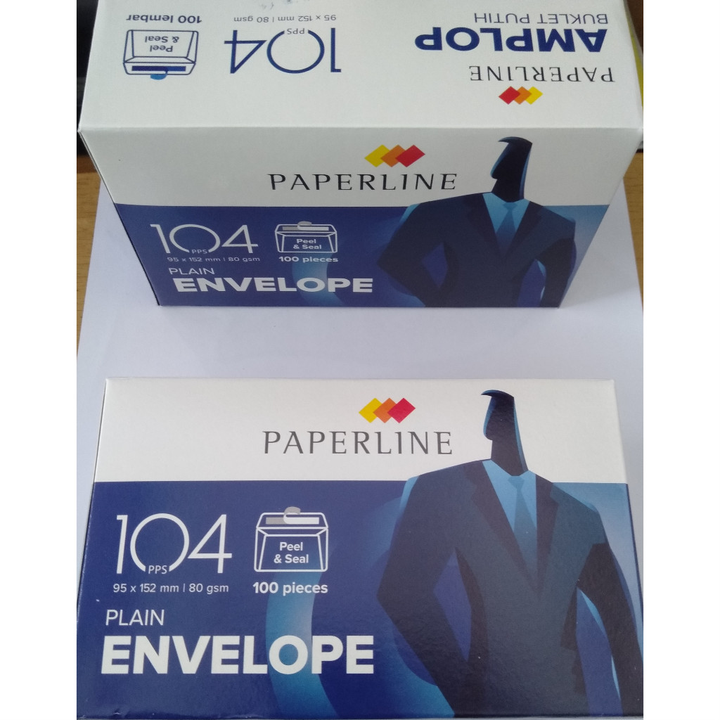 

(1PACK) AMPLOP PUTIH POLOS + PEREKAT PAPERLINE 104 Dus Biru