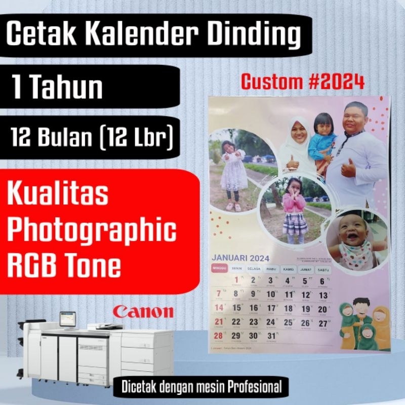 

Cetak Print Kalender 12 lembar 1 Tahun 2025 Custom Murah Bisa Satuan