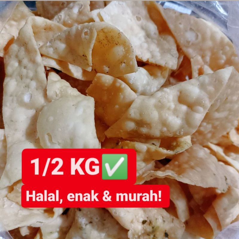 

500g Keripik Pangsit/Cumi-Cumi/Snack Kiloan Murah