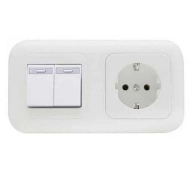 Saklar Seri + Stop Kontak Arde Gandeng 2 Gang 1 Arah Panasonic