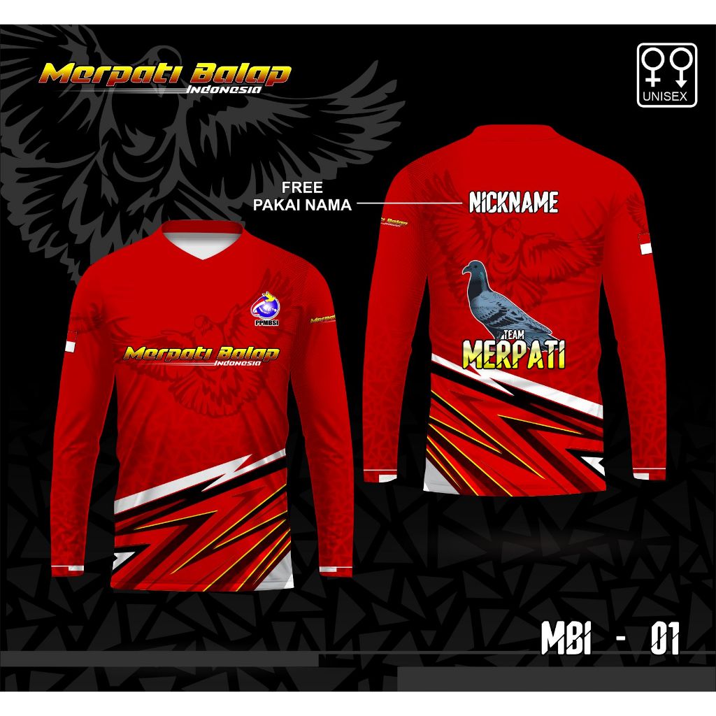 Jersey kaos merpati baju merpati burung dara lengan panjang