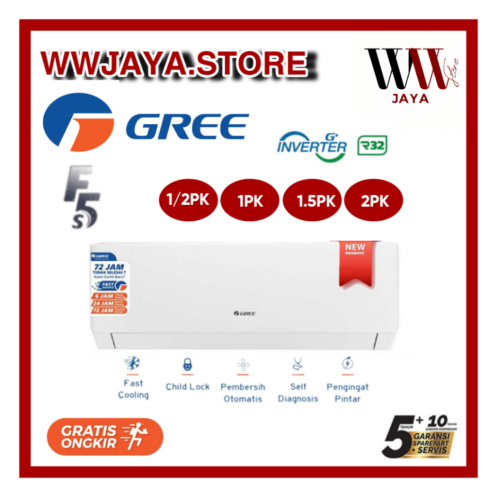 AC Gree 1/2PK - 2PK AC Inverter Gree GWC05F5S / GWC09F5S / GWC12F5S / GWC18F5S /  AC Gree Inverter