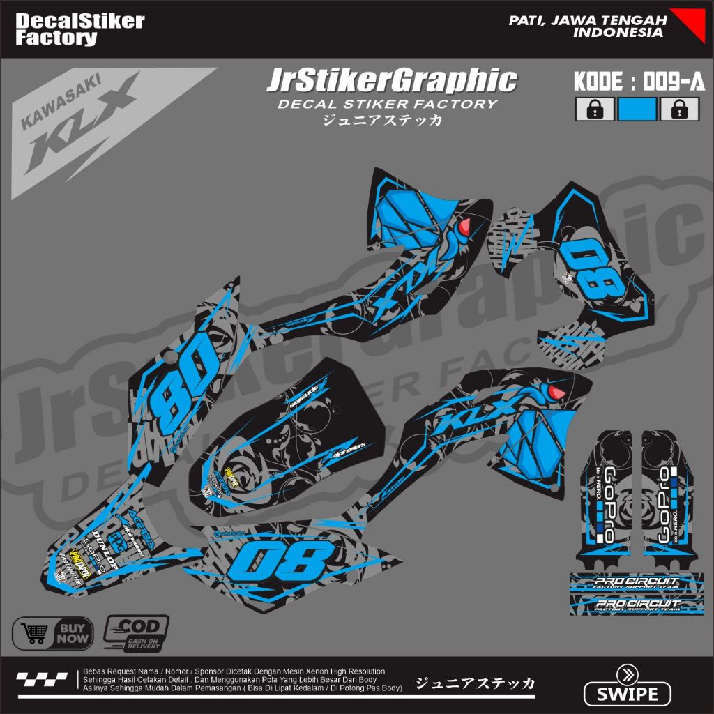 DECAL KLX BF 150 SHARK HIU KEREN FULLBODY-DEKAL STIKER KLX BF GRAFIS SIMPLE MINIMALIS-DEKAL KLX BF S