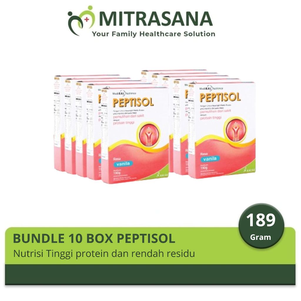 

Bundle 10 Box Peptisol 189 Gram - Nutrisi Tinggi Protein Rendah Residu
